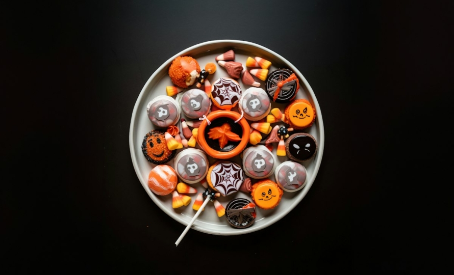 Plate of Halloween candy, tips from a kids dentist in Avon, IN