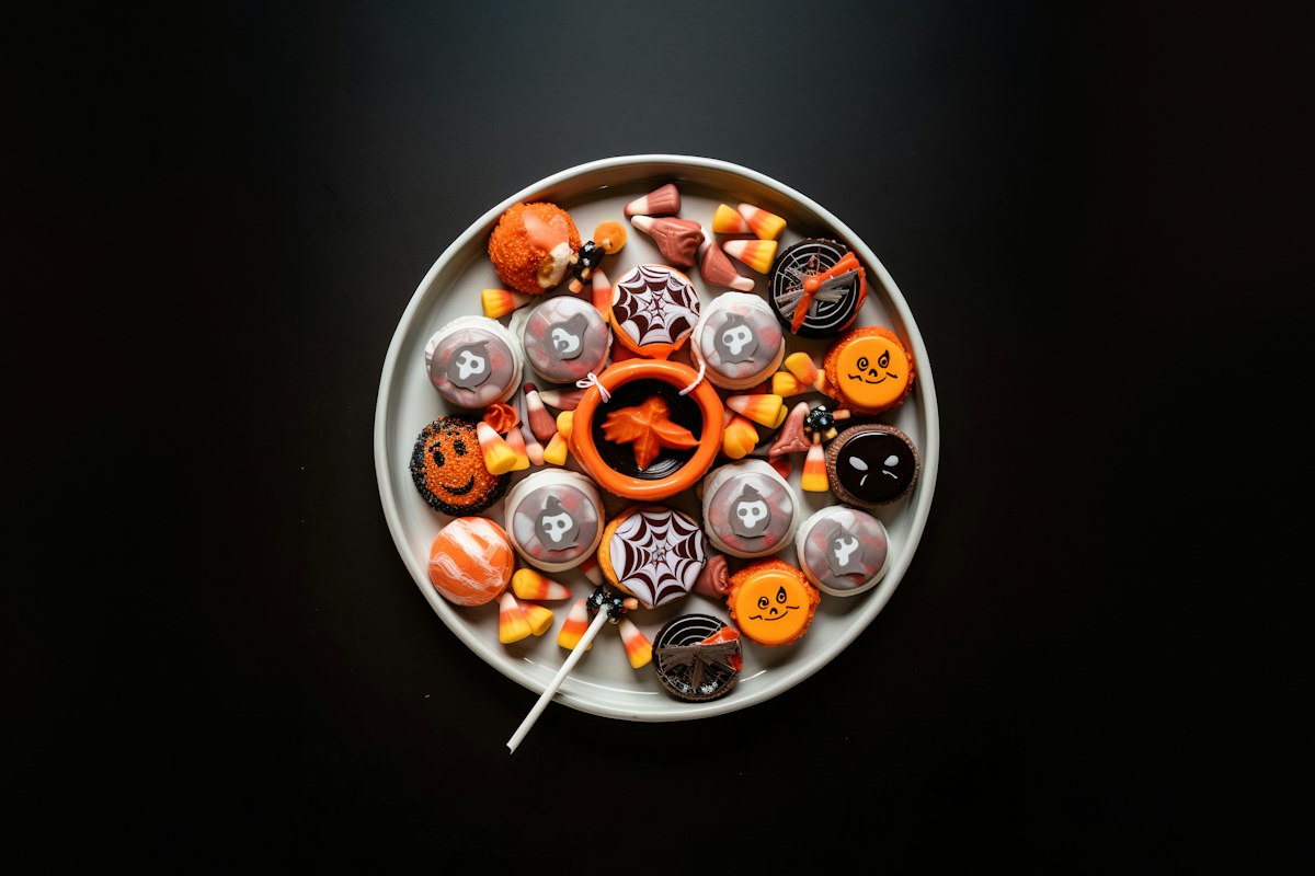 Plate of Halloween candy, tips from a kids dentist in Avon, IN